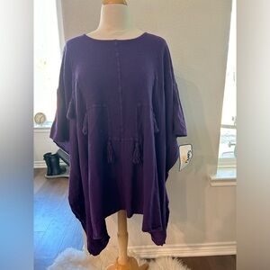 Dunes Purple Tassel Poncho OS